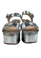 PRADA METALLIC PLATFORM SANDALS 36
