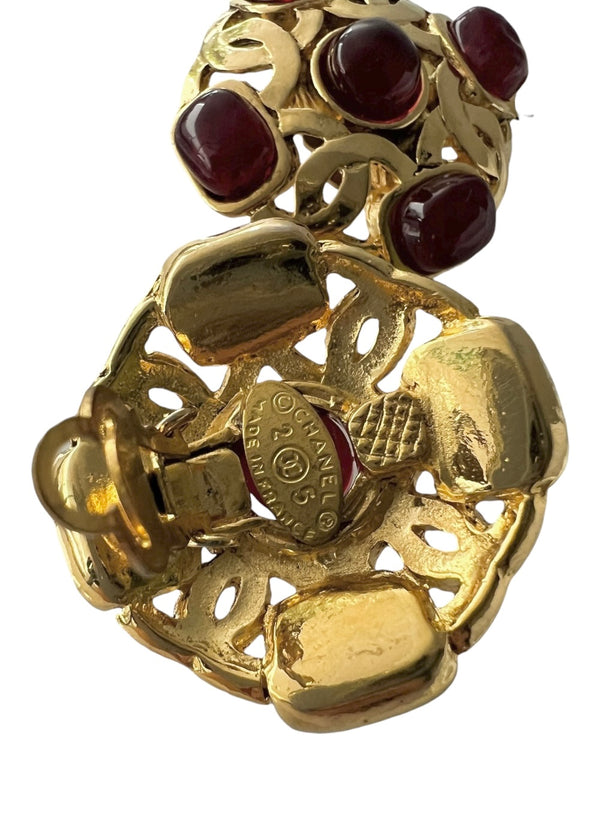 CHANEL RED GRIPOIX VINTAGE EARRINGS