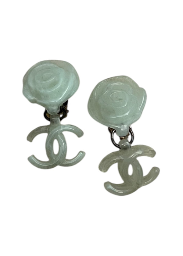 CHANEL RESIN VINTAGE CLIP EARRINGS