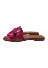 HERMES ALLIGATOR ORAN SANDALS 37.5