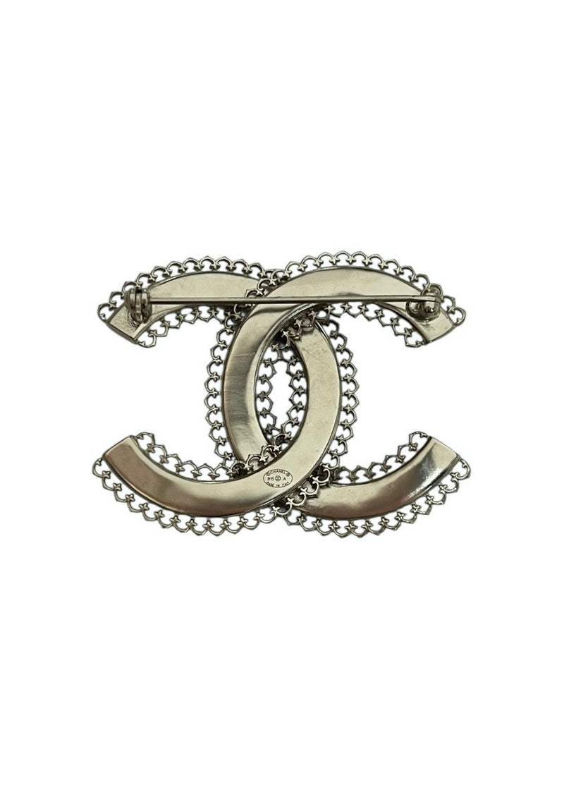 CHANEL CC SILVER BROOCH
