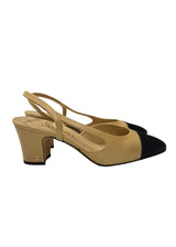 CHANEL TWOTONE LEATHER SLINGBACK 36.5