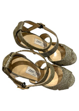 JIMMY CHOO METALLIC PLATFORM HEELS 36