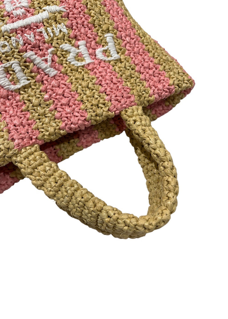 PRADA RAFFIA 2 TONE TOTE BAG