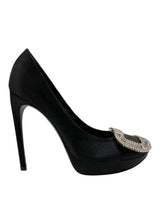 ROGER VIVIER LIMELIGHT BUCKLE SATIN PUMP 34.5