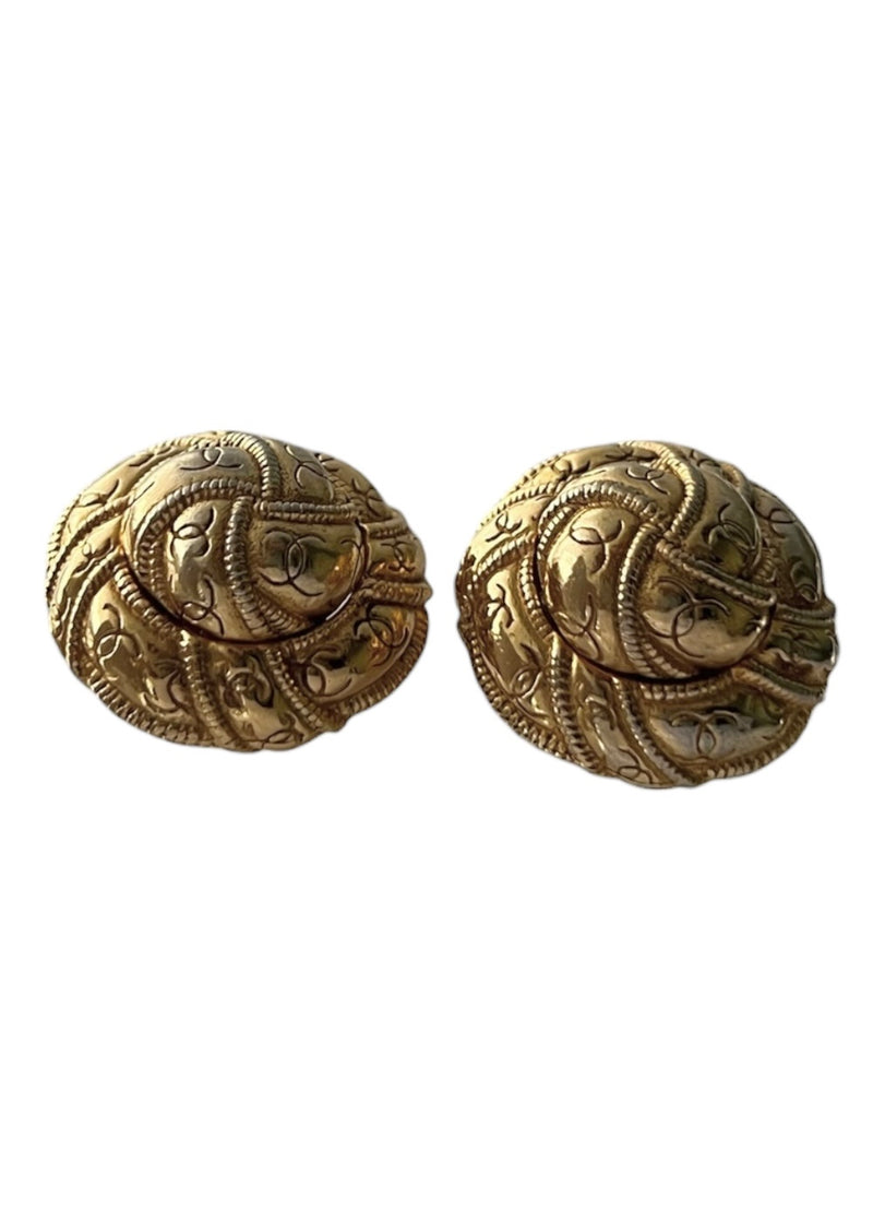 CHANEL CC VINTAGE CLIP EARRINGS