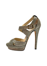 JIMMY CHOO METALLIC PLATFORM HEELS 36