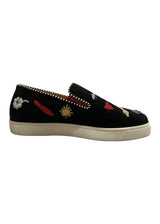CHRISTIAN LOUBOUTIN BLACK SUEDE PIK N LUCK SNEAKERS 37.5