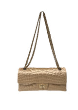 CHANEL LIGHT GOLD SATIN FLAP BAG
