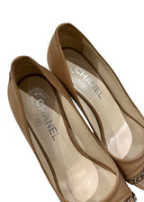 CHANEL OPEN TOE CHAIN PUMP 38.5