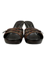 FENDI BROWN ZUCCA CANVAS MULE SANDALS 36.5
