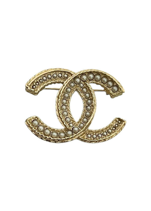 CHANEL CC PEARL BROOCH