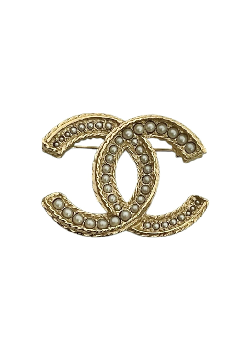 CHANEL CC PEARL BROOCH