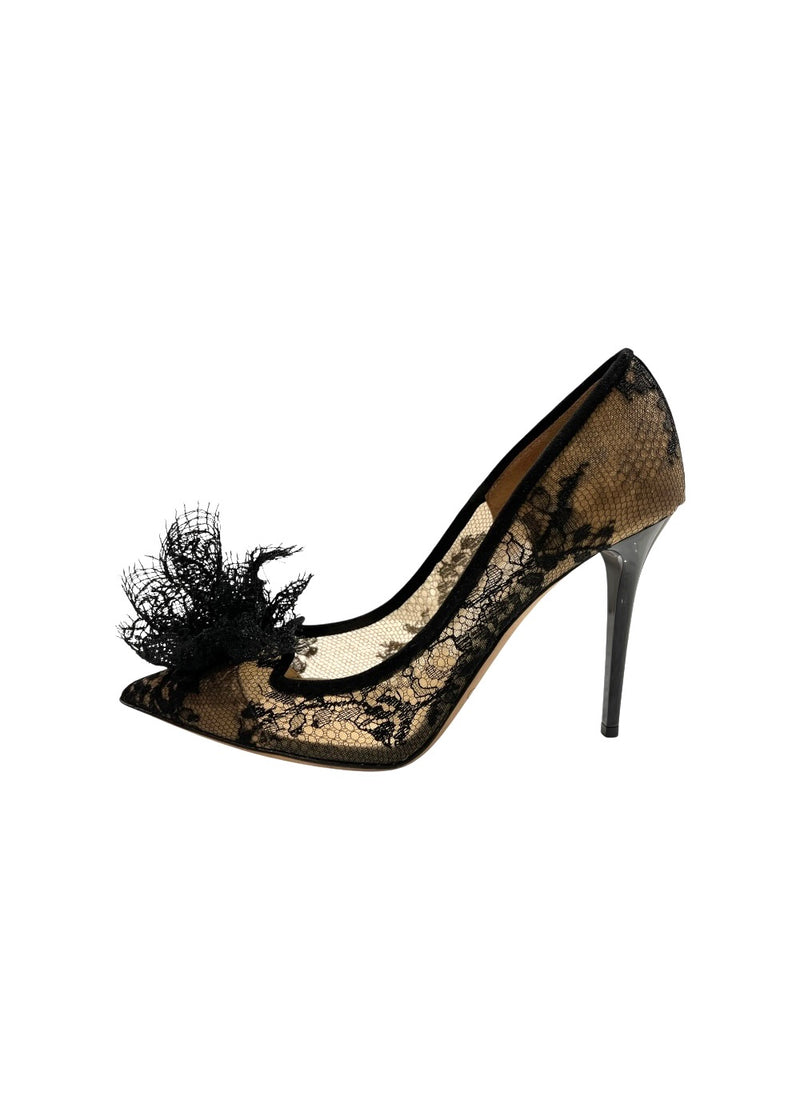 JIMMY CHOO BLACK LACE HEELS 36