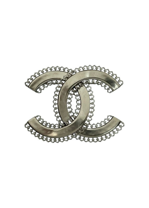 CHANEL CC SILVER BROOCH