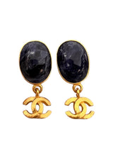 CHANEL BLUE STONE VINTAGE EARRINGS