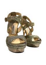 JIMMY CHOO METALLIC PLATFORM HEELS 36