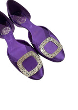ROGER VIVIER PURPLE SATIN CRYSTAL D'ORSAY FLATS 37
