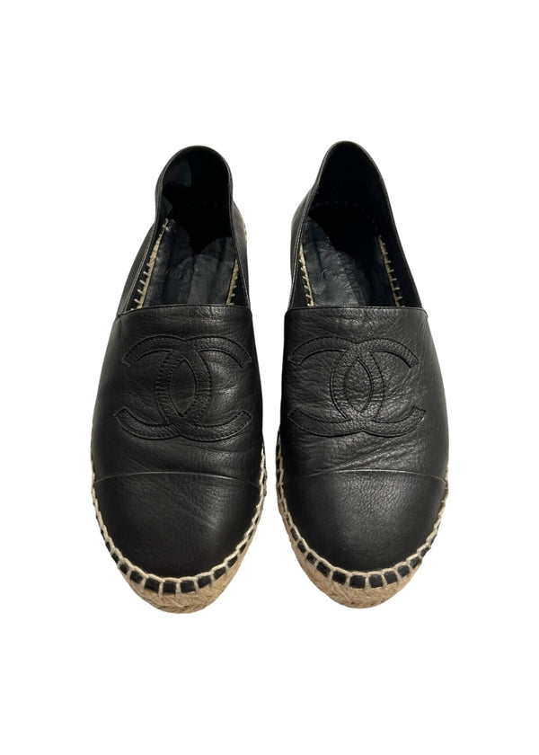 CHANEL BLACK ESPADRILLES 38