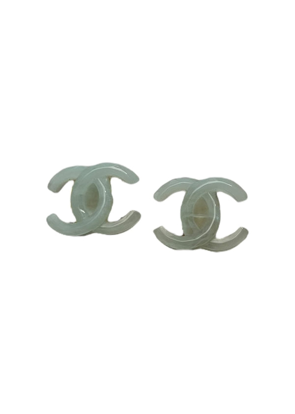 CHANEL RESIN VINTAGE CLIP EARRINGS