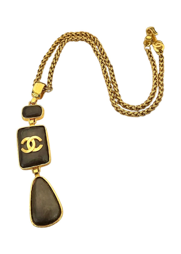 CHANEL BROWN STONE VINTAGE NECKLACE