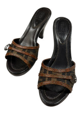 FENDI BROWN ZUCCA CANVAS MULE SANDALS 36.5