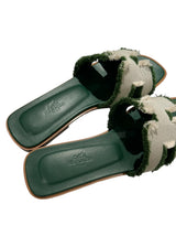 HERMES CALFSKIN ORAN FRINGE SANDALS 37.5