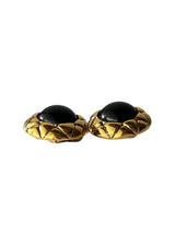 CHANEL VINTAGE GOLD BLACK CABOCHON EARRINGS