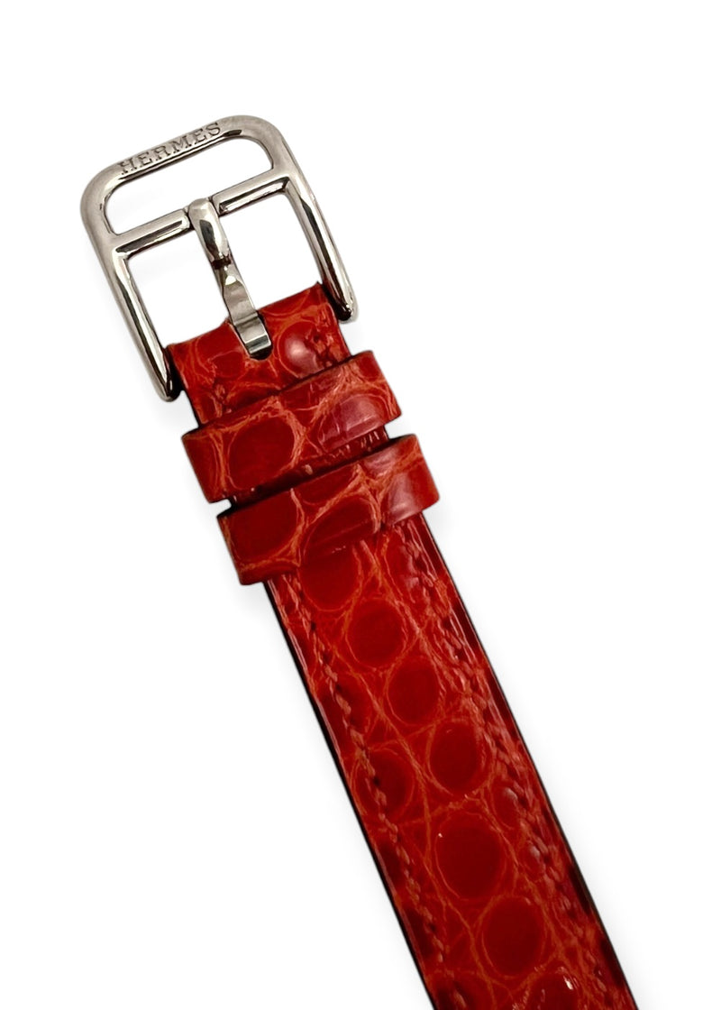 SLIM D'HERMES 32 MM ALLIGATOR WATCH MEDIUM