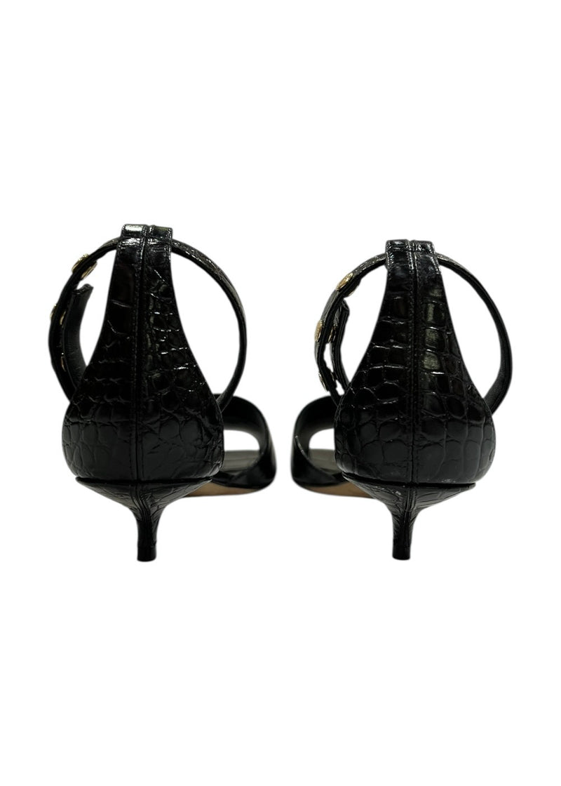 BURBERRY BLACK LEATHER OPEN TOE SANDALS 36.5