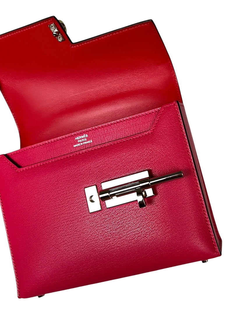 HERMES VERROU ROSE EXTREME ROUGE DE COEUR CHEVRE