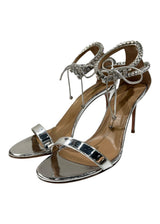 AQUAZZURA CRILLON CRYSTAL PATENT SANDALS 40
