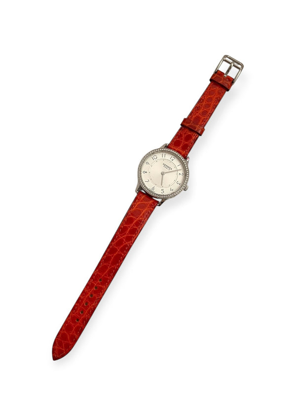 SLIM D'HERMES 32 MM ALLIGATOR WATCH MEDIUM