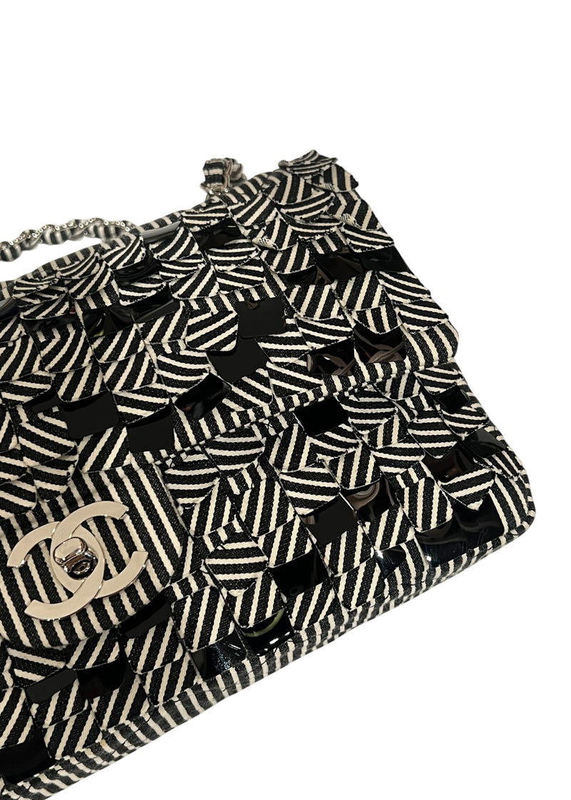 CHANEL MEDIUM SEQUIN STRIPED DOUBLE FLAP BAG
