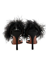 AMINA MUADDI BLACK CRYSTAL SATIN SLINGBACK 38