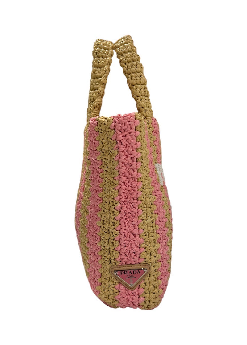 PRADA RAFFIA 2 TONE TOTE BAG