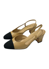 CHANEL TWOTONE LEATHER SLINGBACK 36.5