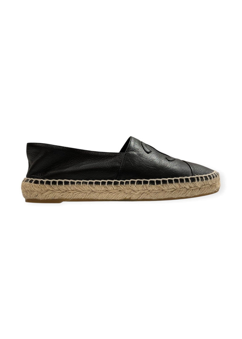 CHANEL BLACK ESPADRILLES 38