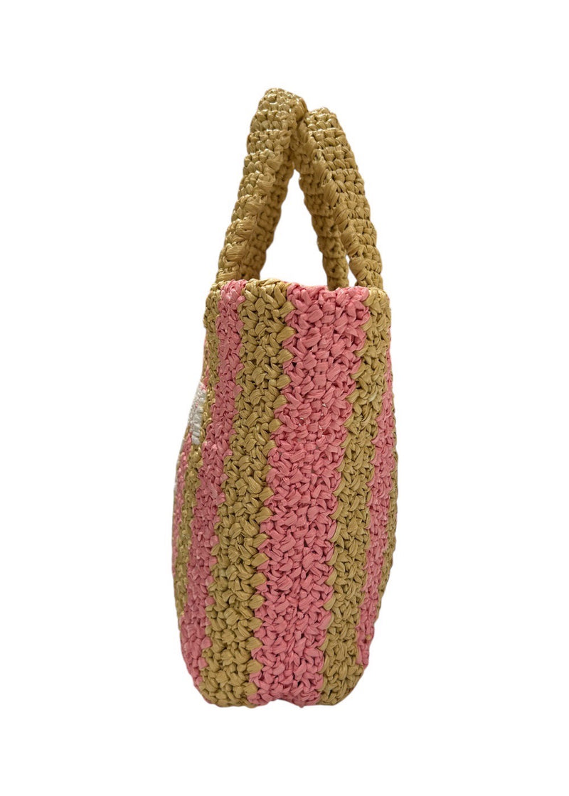 PRADA RAFFIA 2 TONE TOTE BAG