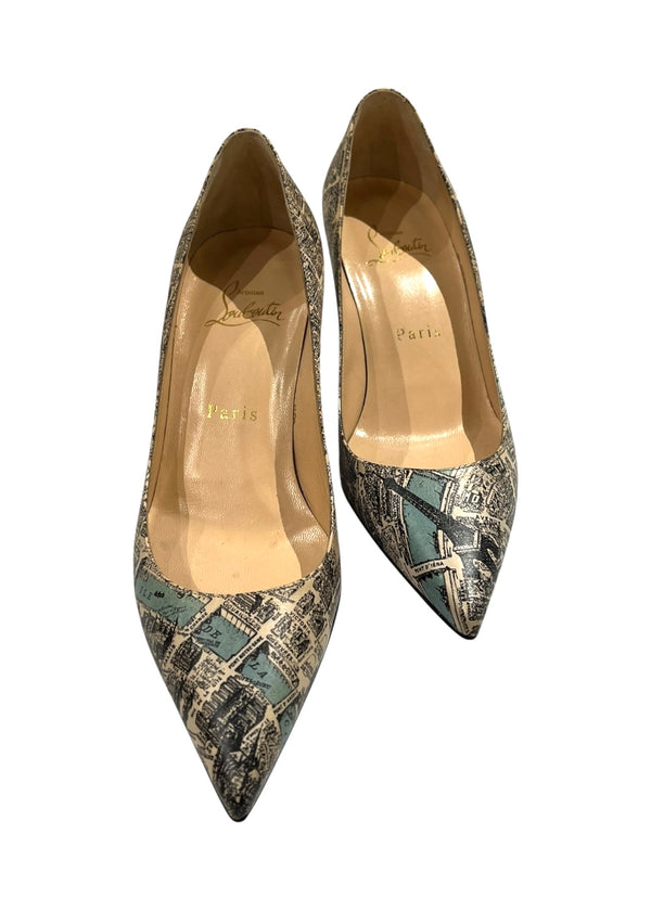 CHRISTIAN LOUBOUTIN PARIS MAP PUMPS 36