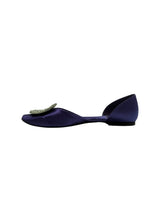 ROGER VIVIER PURPLE SATIN CRYSTAL D'ORSAY FLATS 37