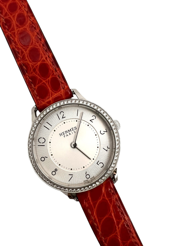 SLIM D'HERMES 32 MM ALLIGATOR WATCH MEDIUM