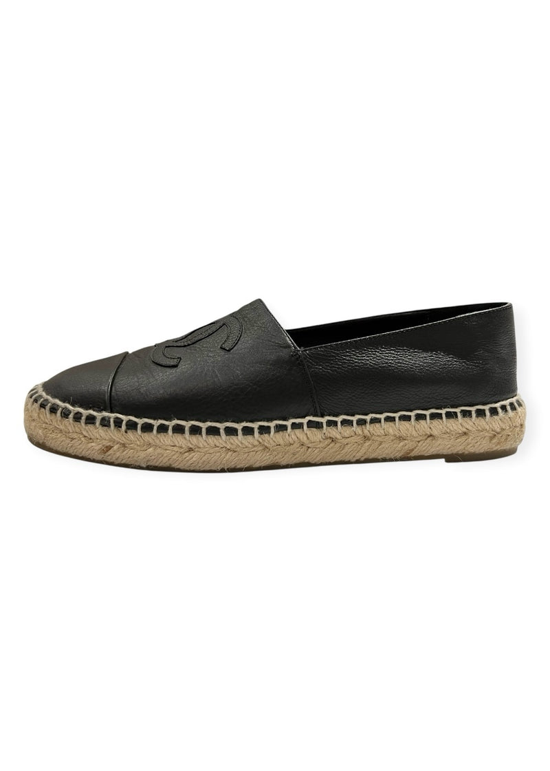 CHANEL BLACK ESPADRILLES 38