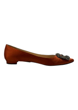 MANOLO BLAHNIK HANGISI SATIN FLATS 40
