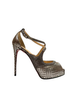 CHRISTIAN LOUBOUTIN MIRA BELLA METALLIC SANDALS 36.5
