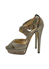 JIMMY CHOO METALLIC PLATFORM HEELS 36
