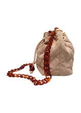 CHANEL DRAWSTRING CANVAS WITH TORTOISE STRAP