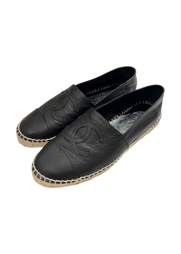 CHANEL BLACK ESPADRILLES 38
