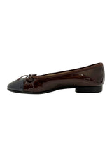 CHANEL BRONWN PATENT FLATS 37.5