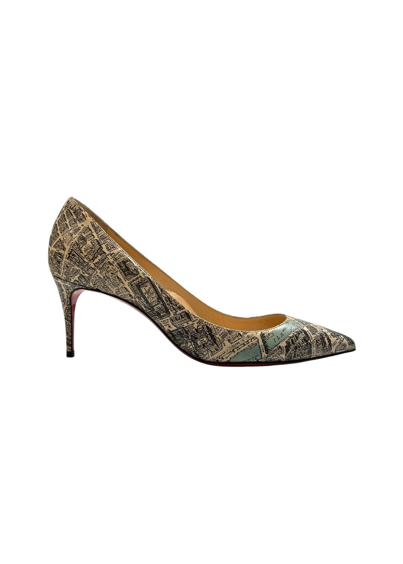 CHRISTIAN LOUBOUTIN PARIS MAP PUMPS 36